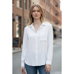 Beach Lunch Lounge Button Down Shirt Women's Size Med White Soft 100% Viscose